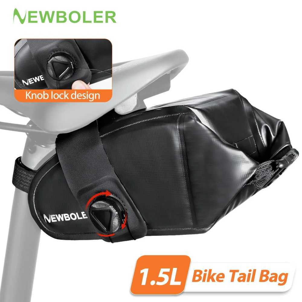 NEWBOLER Bike Saddlebag Waterproof Storage Rear Seat Tail Bag 15L MTB Road Bicycle Roll Closure Pouch Cycling Accessories H251029