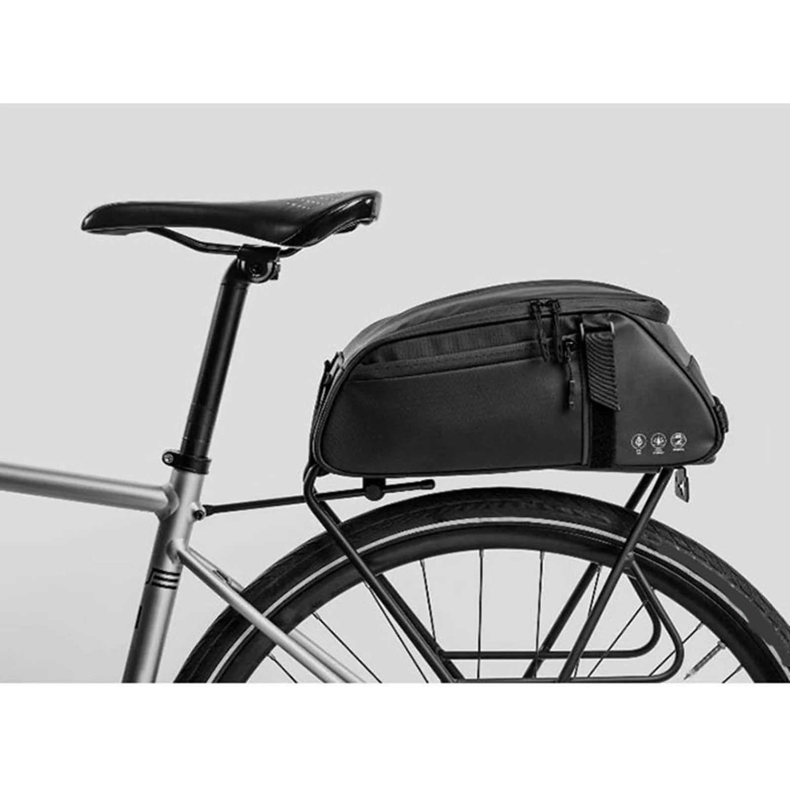 Bike Rear Rack Bag Reflective 8L Capacity Oxford Cloth Bike Trunk Bag Portable Improve Visibility for Travel Commute H251029