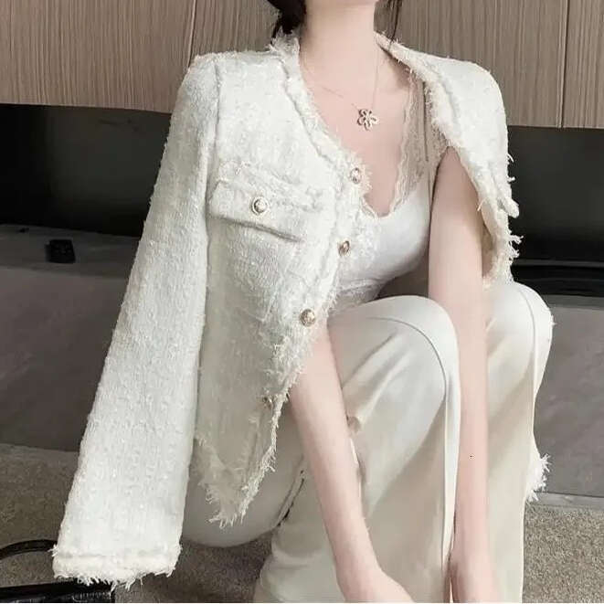 Elegant Slimming Top French Style Socialite Tweed Cropped Jacket Women's Spring Design Sensibility Long Sleeve Cardigan