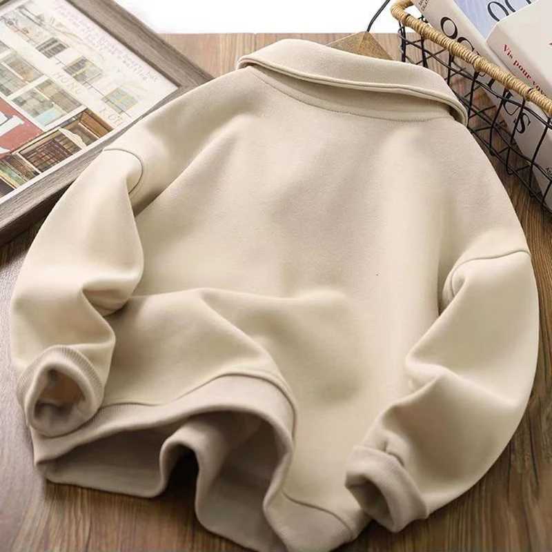 4 5 6 8 10 12 14 Years Boys Hoodies Autumn Spring New Solid Color Lapel Long Sleeve Sweatshirt For Teen Boys Casual PulloverT251030