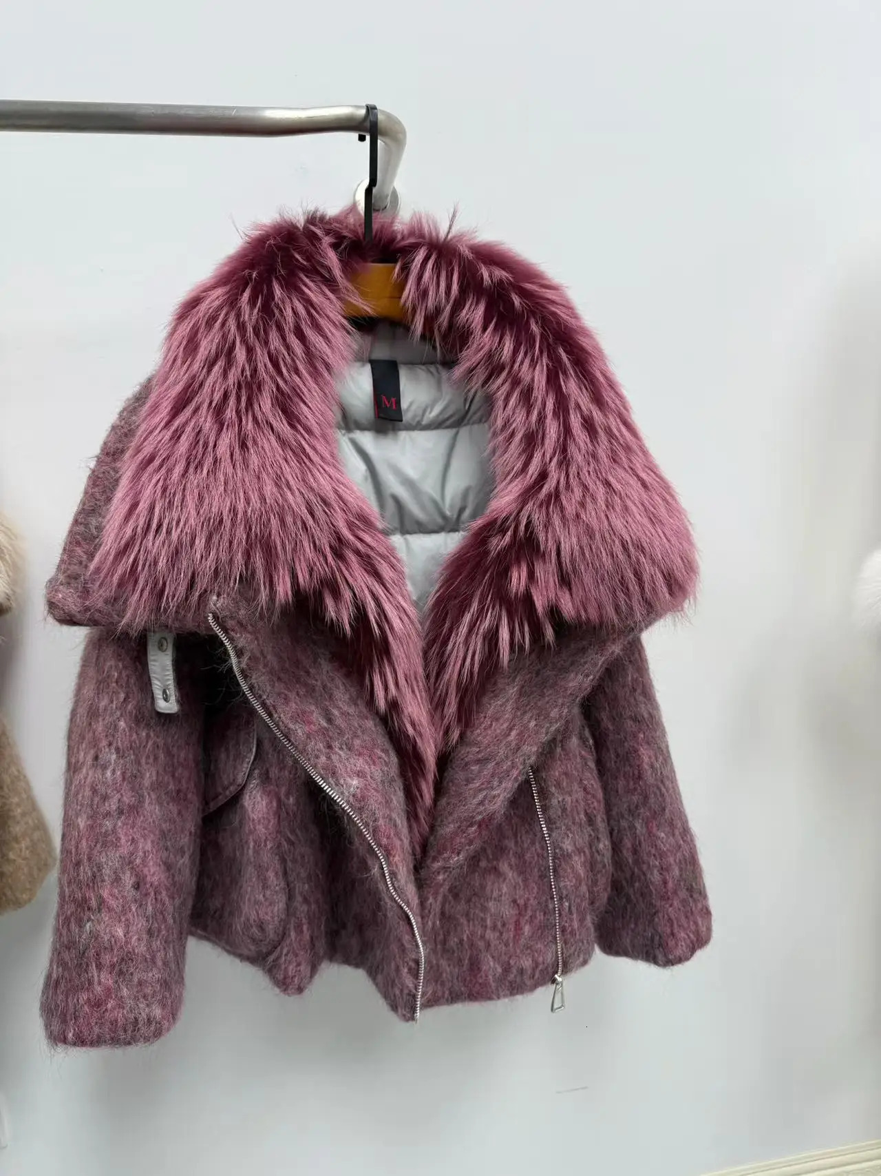CXFS Winter Fashion Wool Coat Splicing Down Jacket Lining With Oversized Fox Fur Collar Thick Warm Womens Coat 251023