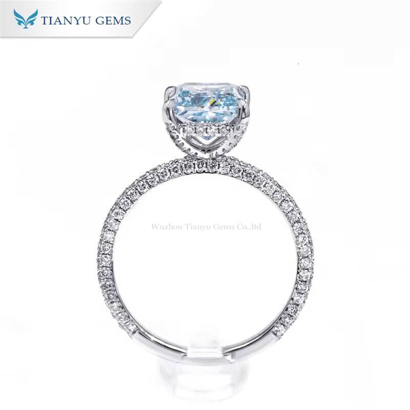 Tianyu Gems Blue Lab Diamond Radiant Cut Ring