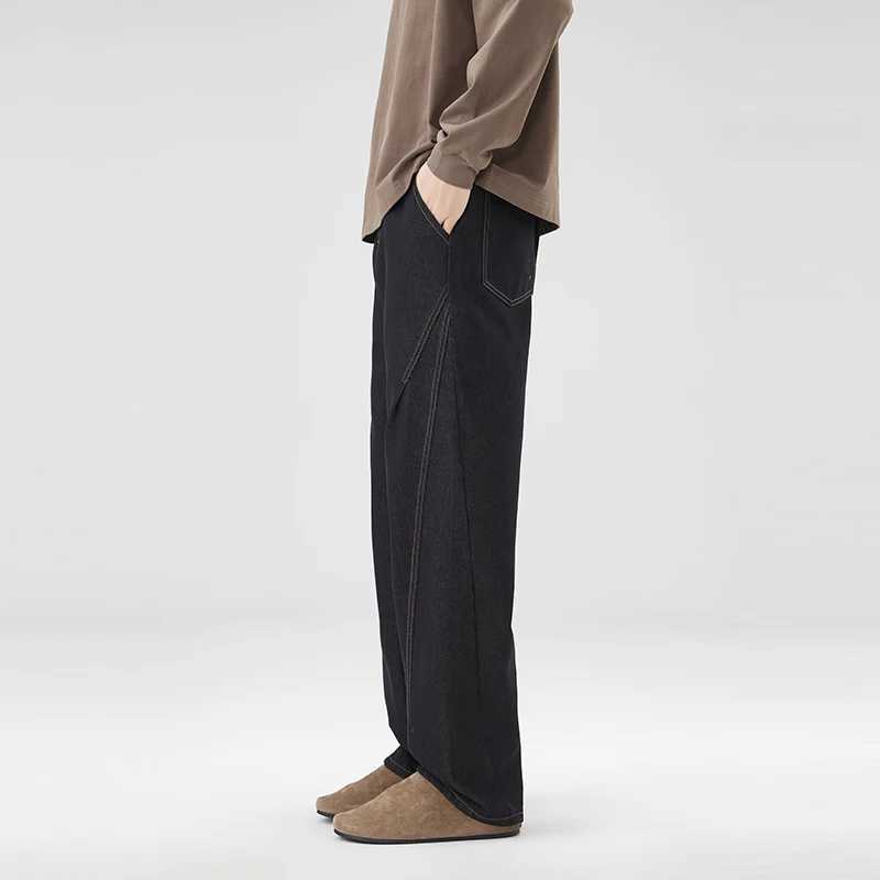 Nstyle Washed Machete Jeans Mens Autumn and Winter Stitching Loose Broad Leg High Street Straight Casual Mens Pants J251030