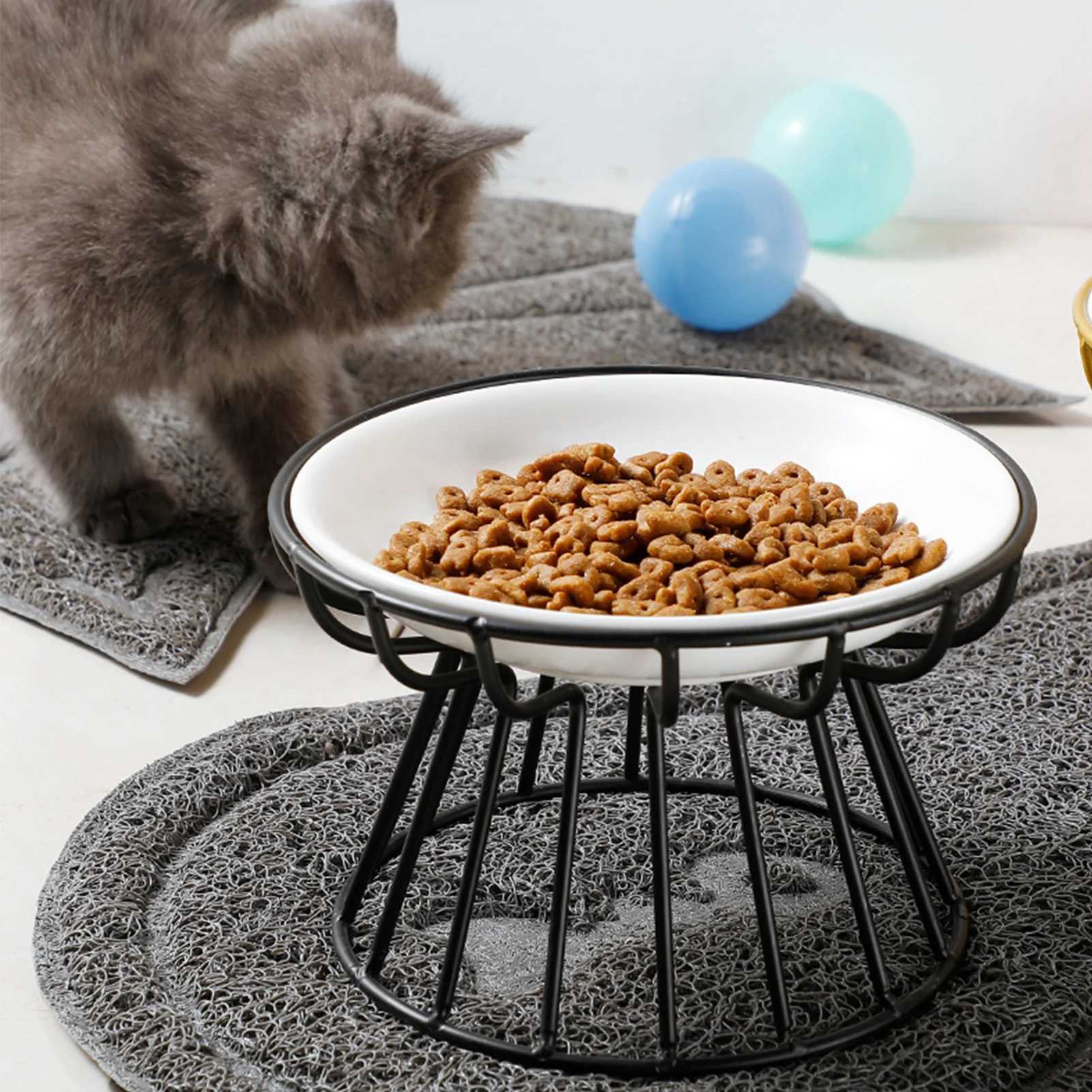 1pcs Ceramic Cat Food Bowl Wide Safe Pets Water Food Bowls Non Slip Shallow Dish for Kitten Puppy Food Water Feeding J251113