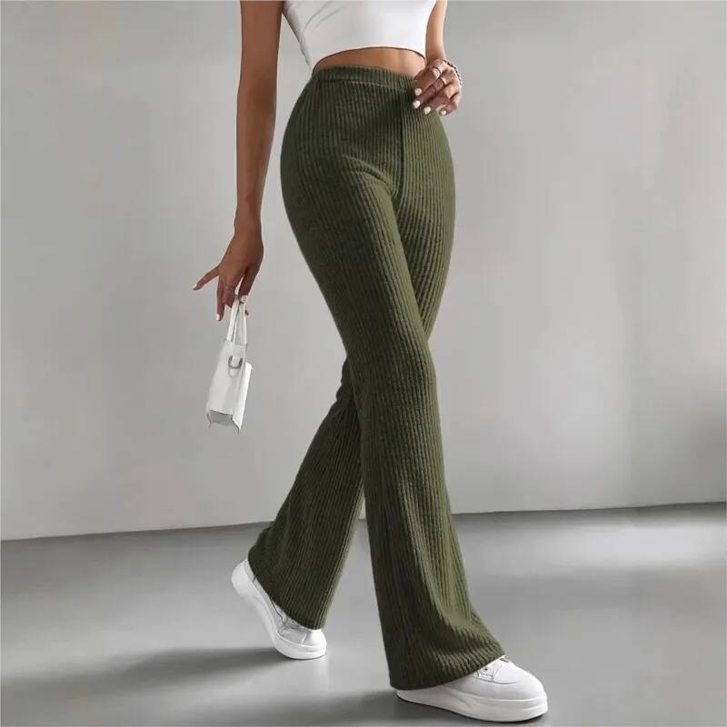 winter jacket women Casual Knitted Elastic Waist solid color Sports for Women in Autumn Winter Fashion and Elegant Versatile Slim Pants354