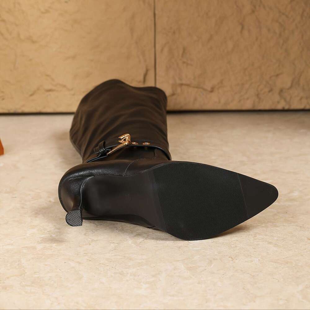 Women's Fashionable High Heel Boots With Zipper Closure, PU Cover Upper, And Rubber Outsole