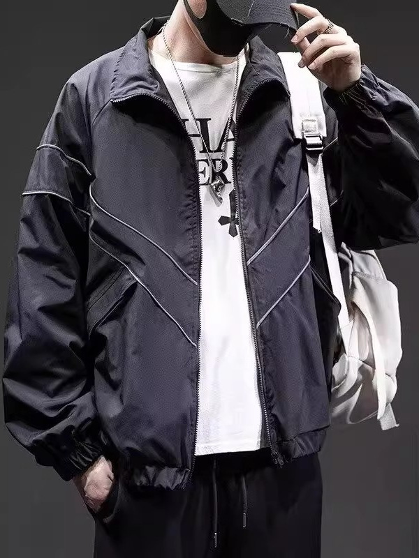 Trendy Brand Solid Color Reflective Sports Jacket Designer Coat Autumn Winter New Loose Fit Unisex Windbreaker Versatile Casual Couple Jacket