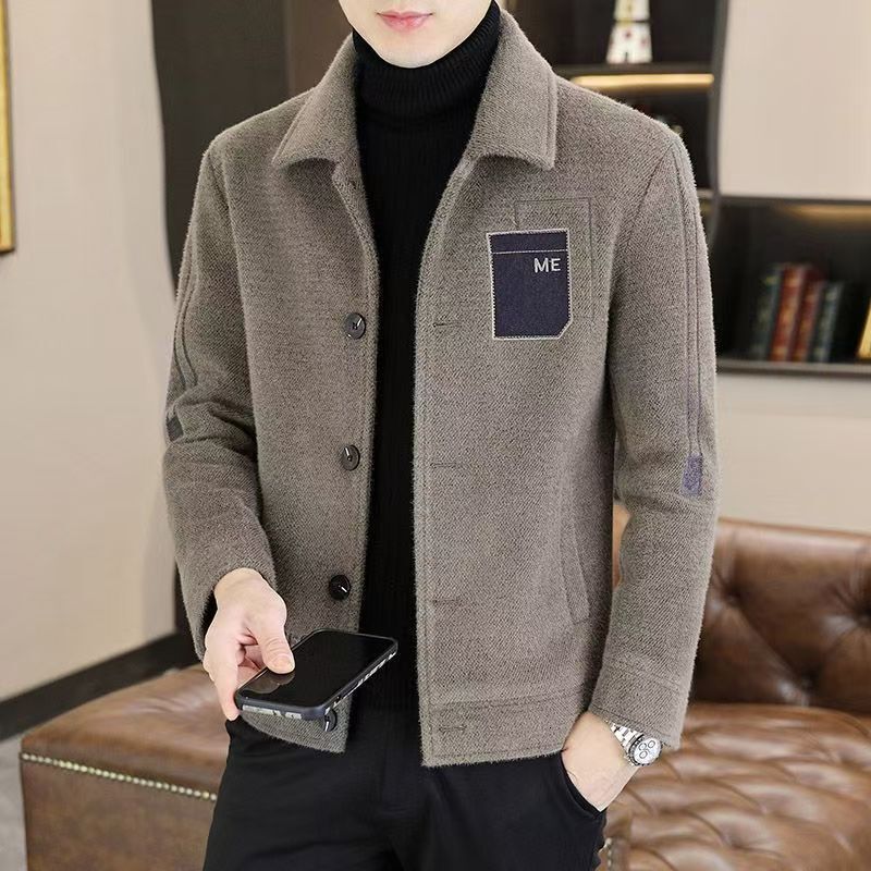 Men's Woolen Coat New Fashion High-end Trendy Lapel Jacket Stylish Handsome Casual Designer Coat Versatile Coat