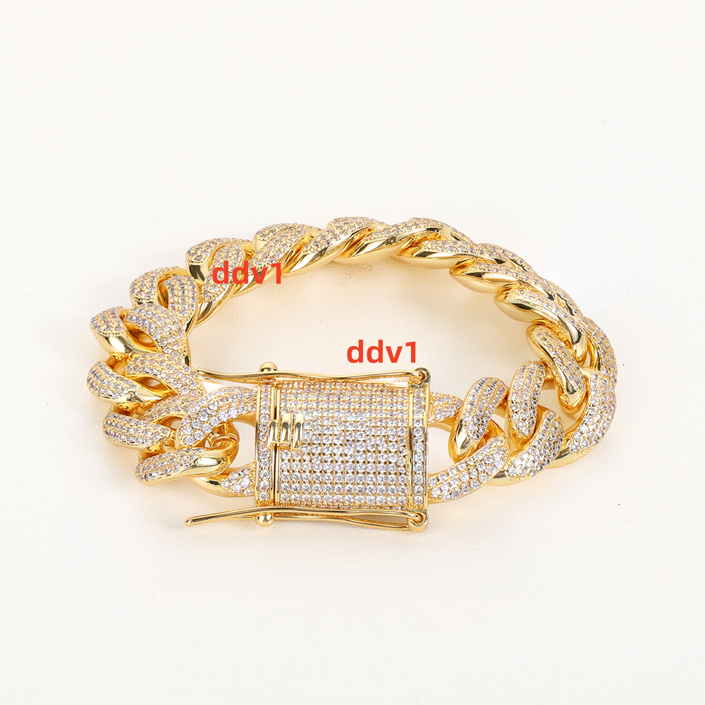Nuoya Hip Hop Jewelry 15mm Bling moissanite Brass Cuban Link Hand Chain Bracelet for Men Iced Bracelet and Chain Designer's style