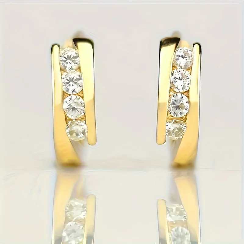 Small Circle Hoop Earrings with Cubic Zirconia Exquisite Gold Color Earrings for Women Temperament Versatile Ear JewelryW251030