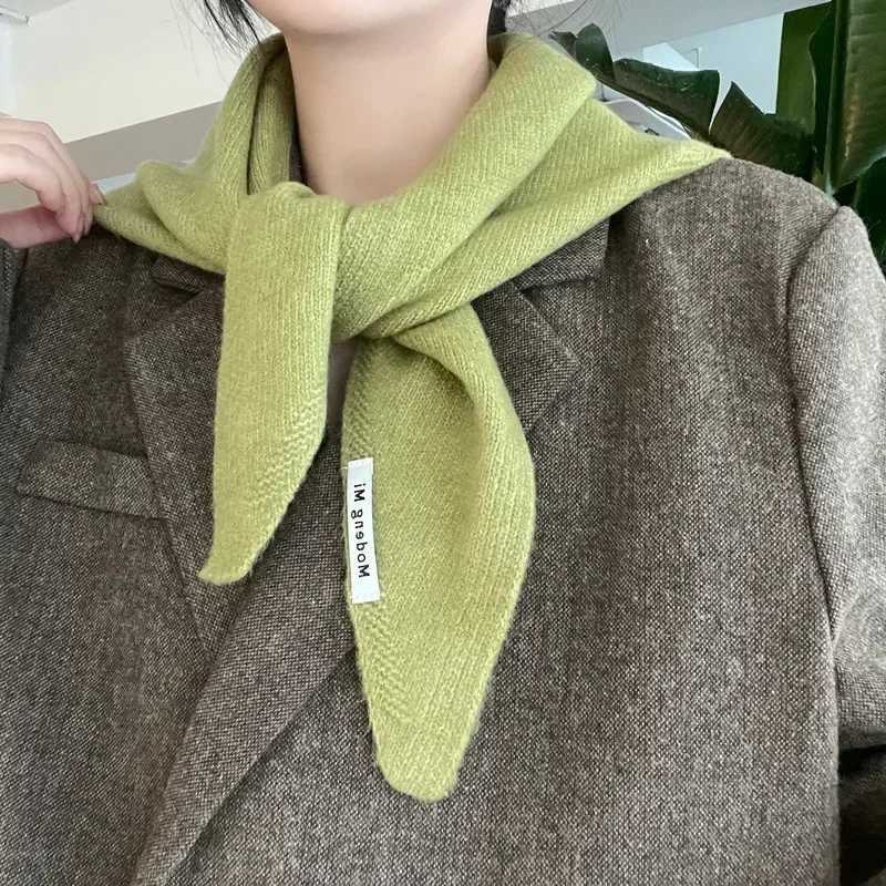 Winter Korea Knitted Triangle Scarf Wool Warm Shawl Scarf Women Neck Protection Smallscarf Cashmere ScarfW251029