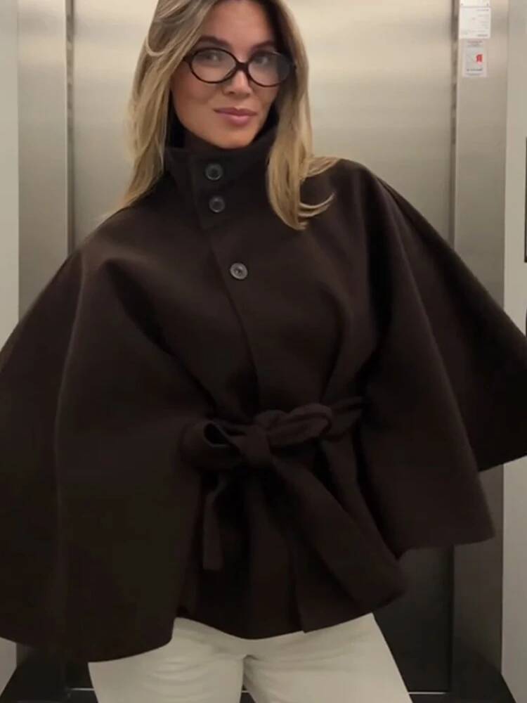 winter jacket women Elegant Fleece Women's Coats Solid Stand Long Sleeve Belted Lace-Up Button Jackets 2025 Autumn Winter Outerwear Female Tops