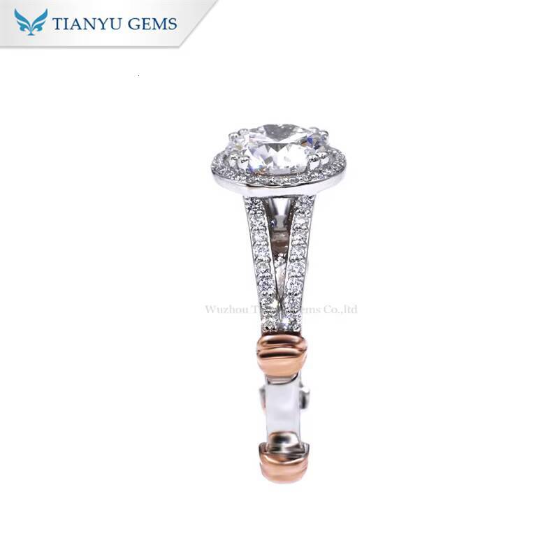 Tianyu 15CTW 75MM Round Moissanite Diamond Custom Fine Jewelry Sterling Silver 10K 14K 18K Gold Twotone Engagement Rings