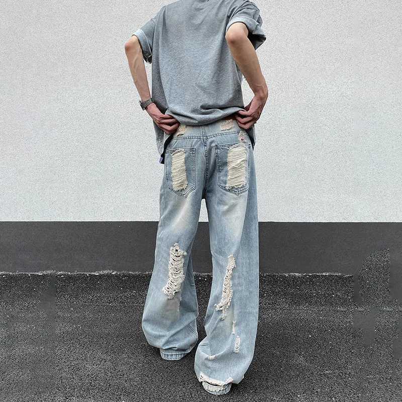 Autumn Korean Version High Street Ripped Jeans MenS Loose Straight Leg Beggar Pants Micro Flared Pants Casual Pants J251030