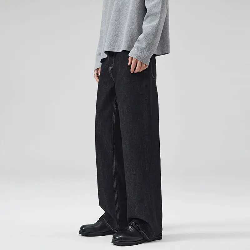 KSTUN Solid BlaCK Jeans Men Wide Leg Denim Pants Baggy Loose Fit Casual Fashion Daddy Trousers Full LengTH Brand J251030