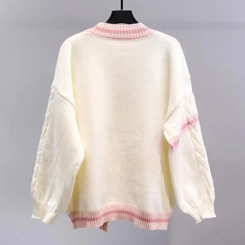 Sweet Bow Sweater Cardigans Women Y2K Aesthetic Contrast Color VNeck Knitted Cardigan Kawaii Jk Single Breasted Sweaters Coat 251028