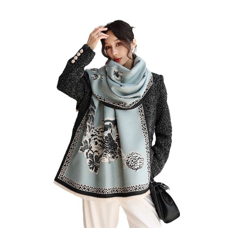 New Elegant Imitation Cashmere Scarf Charming Women s Double Sided Dual Purpose Jacquard Shawl Scarf Autumn And Winter Long Thick Warm Scarf