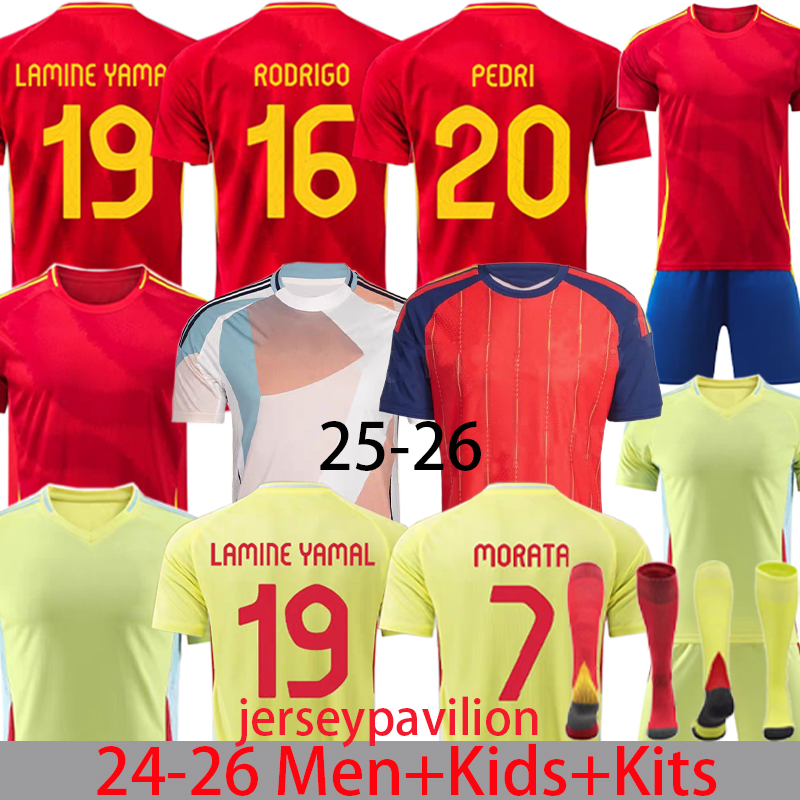 4XL 2025 Spain soccer jerseys men kids kits PEDRI Espana MORATA FERRAN GAVI LAMINE YAMAL M.LLORENTE CARVAJAL OLMO 24 25 26 football shirts fans Player