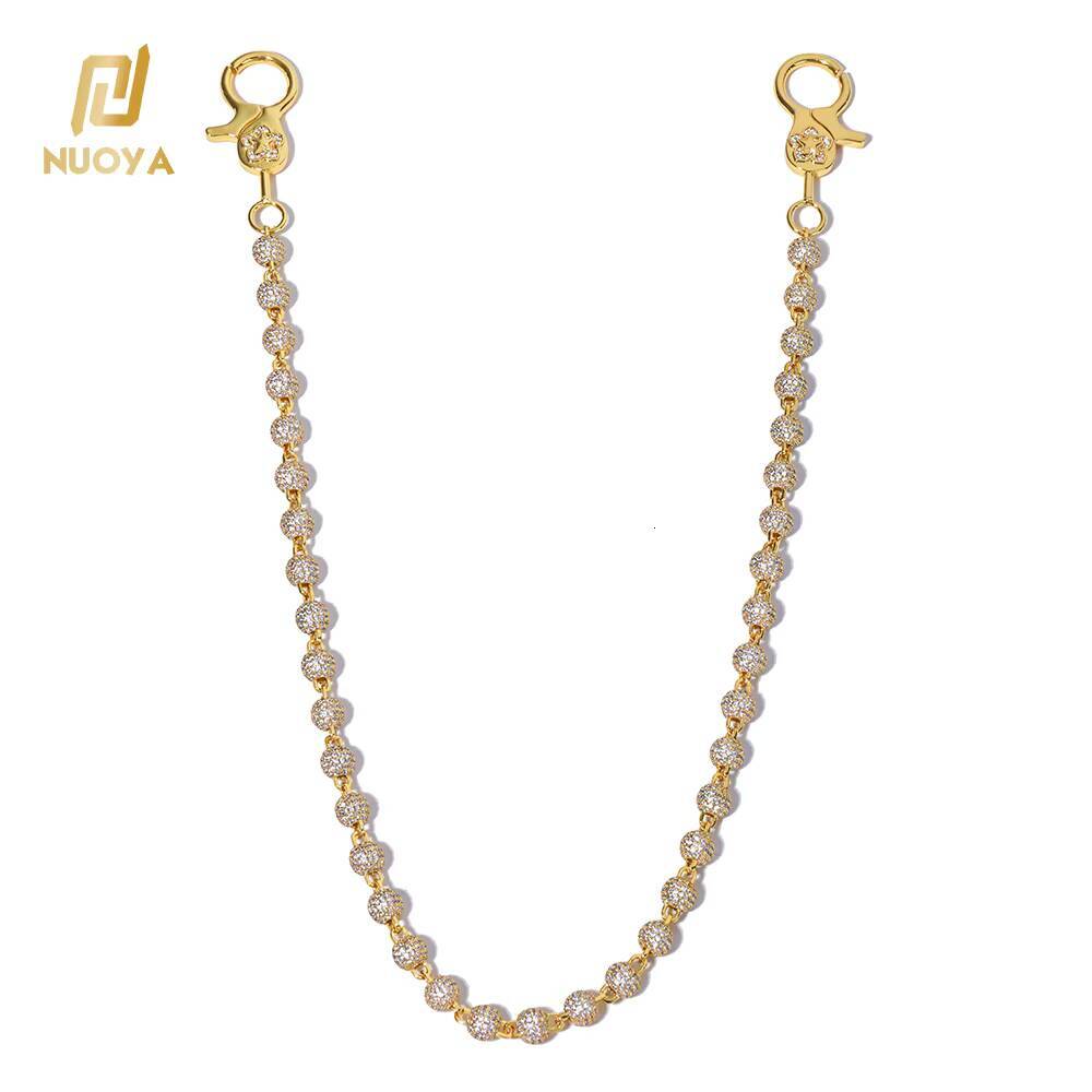 NUOYA Round Bead Design Hip Hop Shiny Pants Chain for Women Gold Plated Micro Pave Iced Out moissanite Body Jewelry Fashion Gift Designer's style