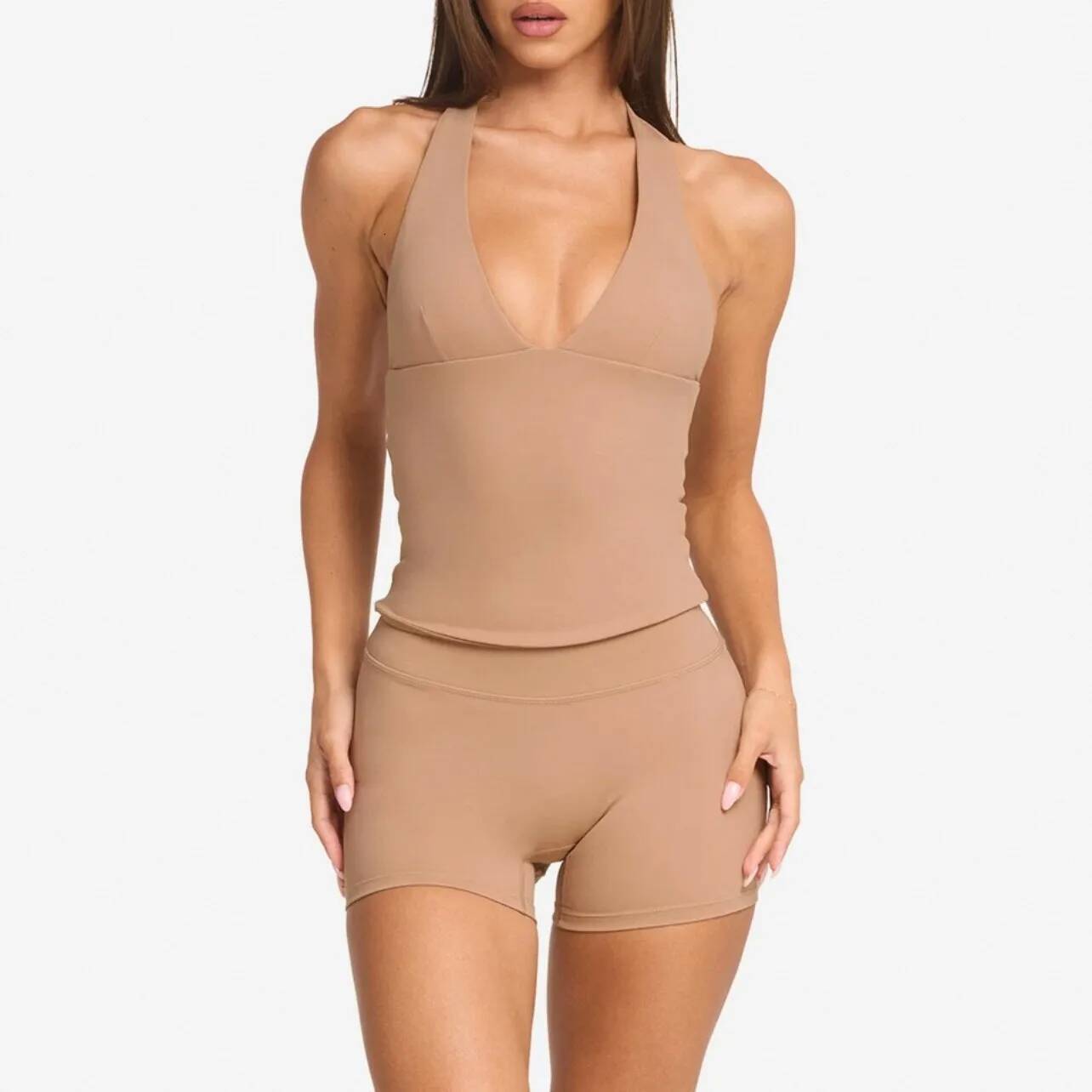 winter jacket women Women's Halter Neck Yoga Vest V-Neck Built-in Bra Naked-Feel Moisture-Wicking Workout Top Gym Fiess Seamless Activewear