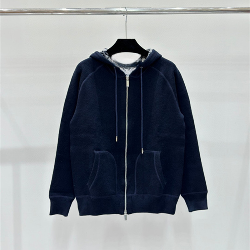 Designer's autumn and winter new fashionable knitted zipper hooded sweatshirt double-sided wearable loose women's jacquard letter unisex sty