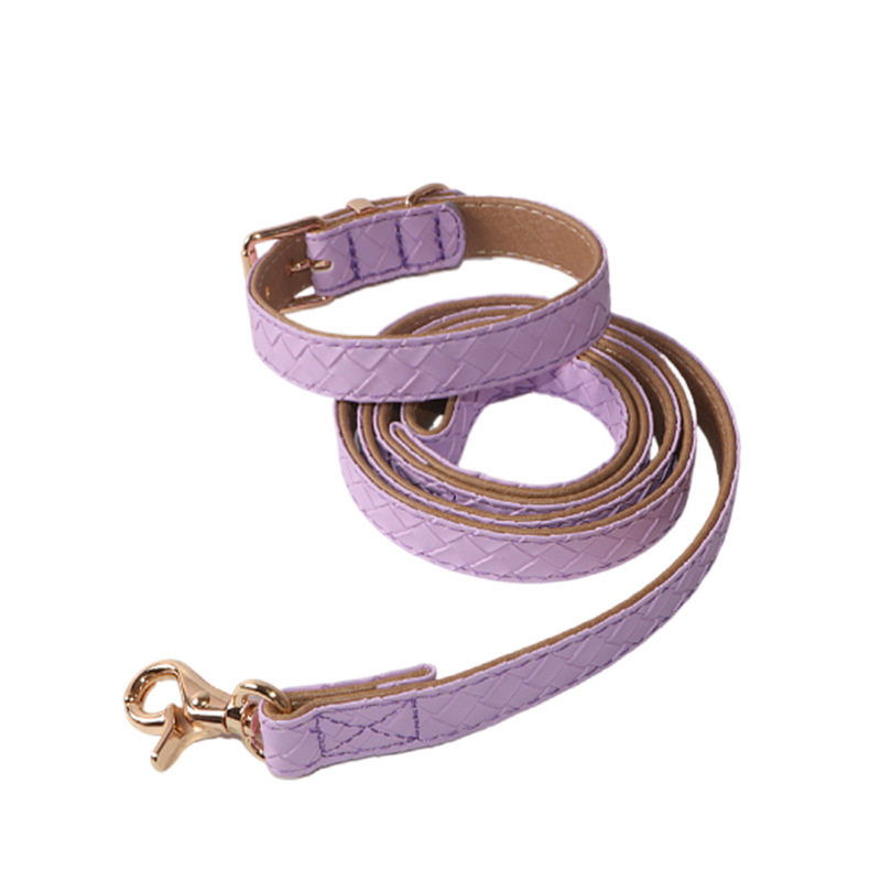 Woven Pattern Dog Collar & Leash, Multi-Color Options, Sturdy Metal Buckles, Adjustable Sizes, For Dogs of All Sizes, Durable Fashionable Pet Walking 