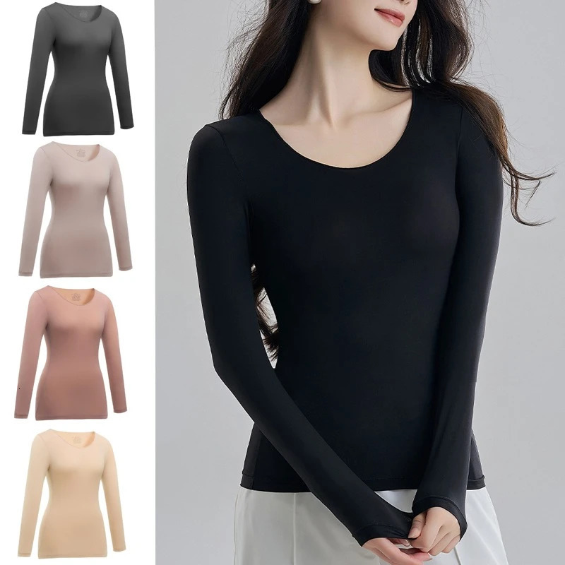 Women Thermal Underwear Autumn Winter Ladies Elastic Tights Bottoming Shirt Longsleeved Tshirt Female Basic Pullover Warmer Top 251030