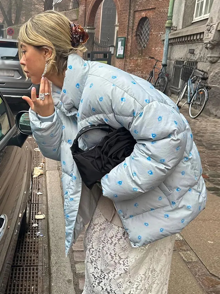 Fashion Oneck Patchwork Cotton Coats Women Elegant Printed Single Breasted Pocket Loose Coat Lady Autumn Winter Casual Coat 251030