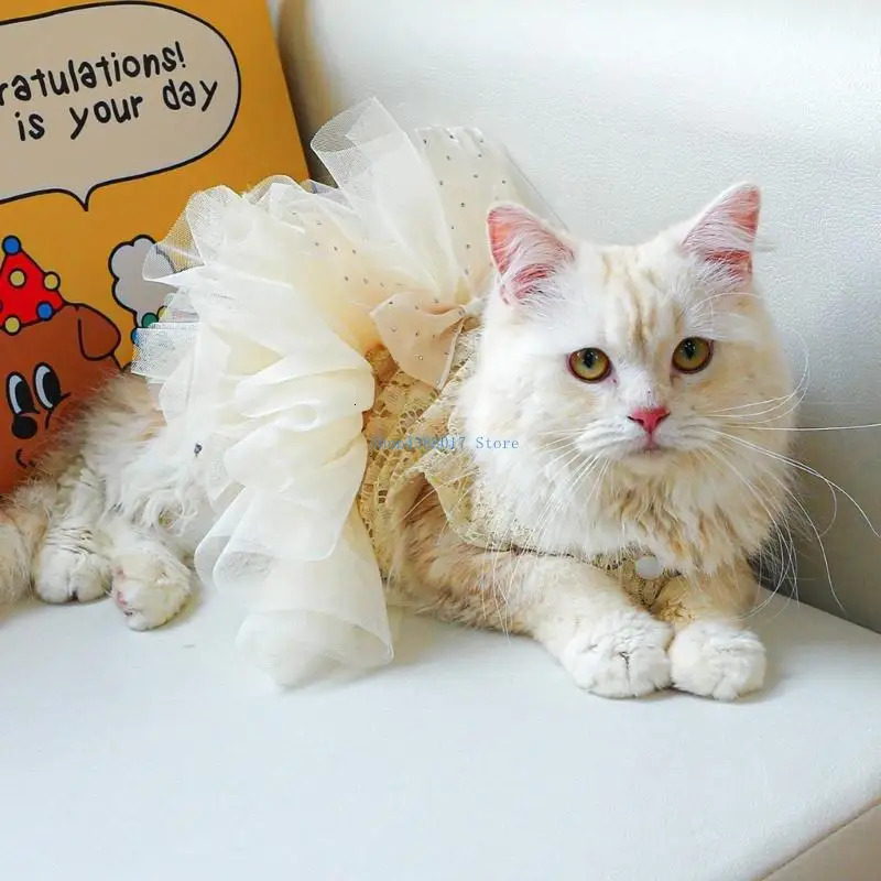 896B Lace Yarn Skirt for Small Dogs Cats Dress Sweet Dog Girly Dress Spring 251029