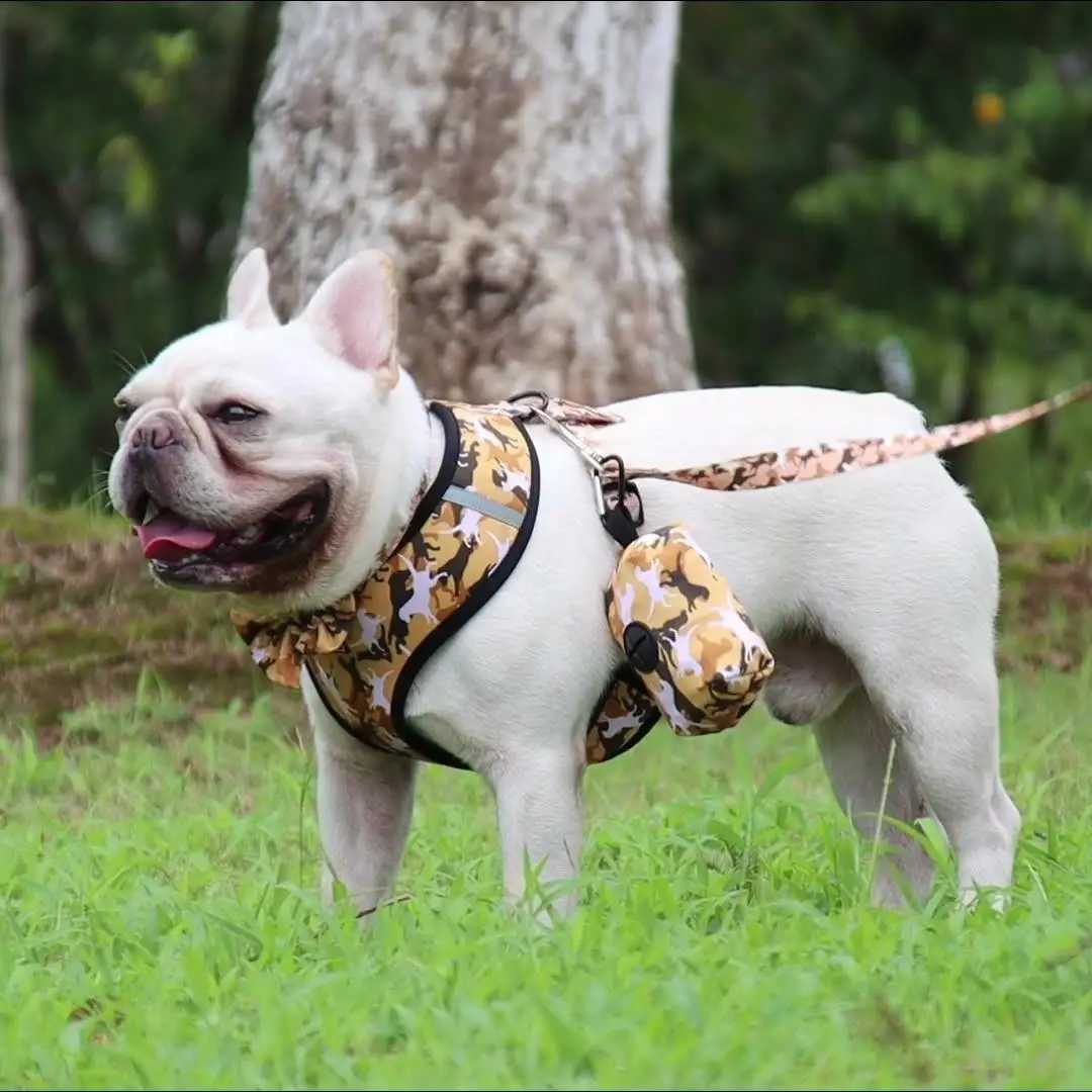 OKKPETS Camo Pet Dog Harness 5 Piece Set With Collar Leash Bow Tie Poop Bag Adjustable Puppy Comfortable No Pull Dog Accessories J251129