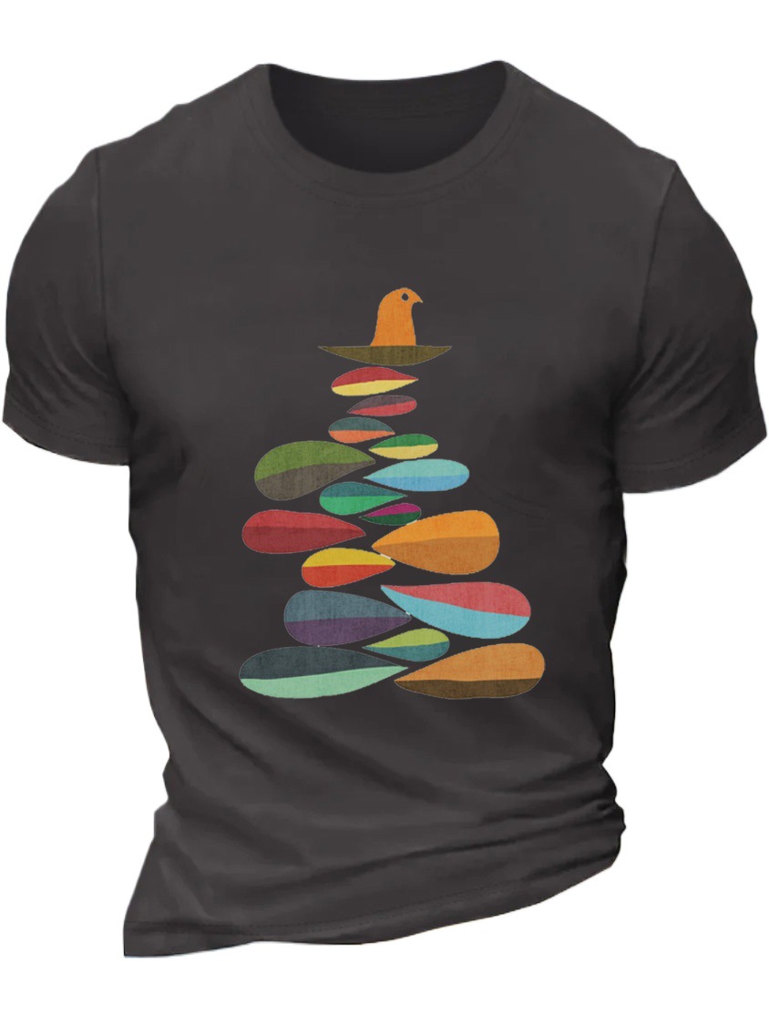 European & American Oversized Men's Cartoon Art Print Crew Neck Casual Cotton T-Shirt - TT7461