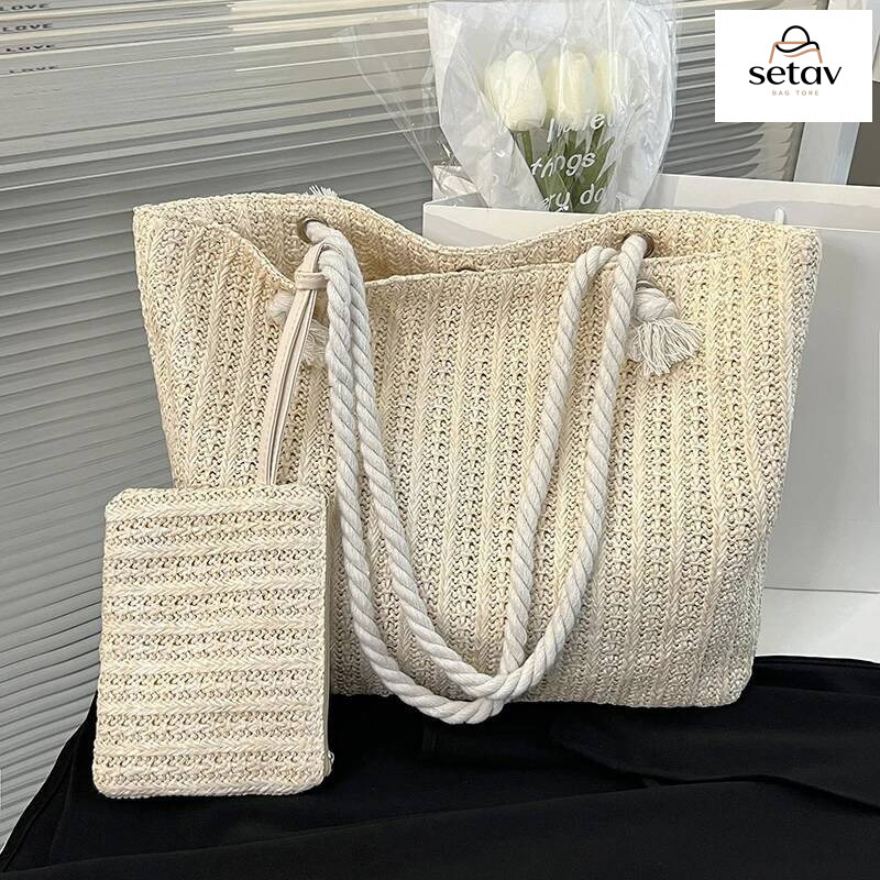 Luxury Handbag Designer Women Handbags Fashion Large Capacity Straw Tote Summer Beach Bag Casual Bali Big Purse Handbag