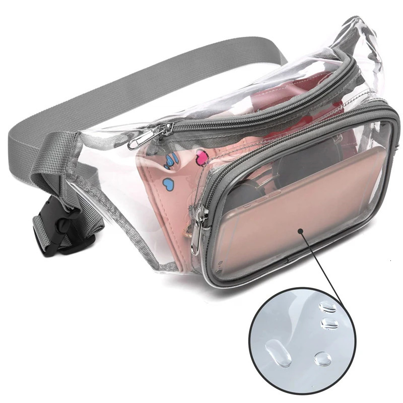 Women Pvc Waist Belt Bag Fanny Pack Hip Bum Bag Clear Transparent Chest Pouch Bag Beach Travel Banana Hip Zipper Running Bag 251030