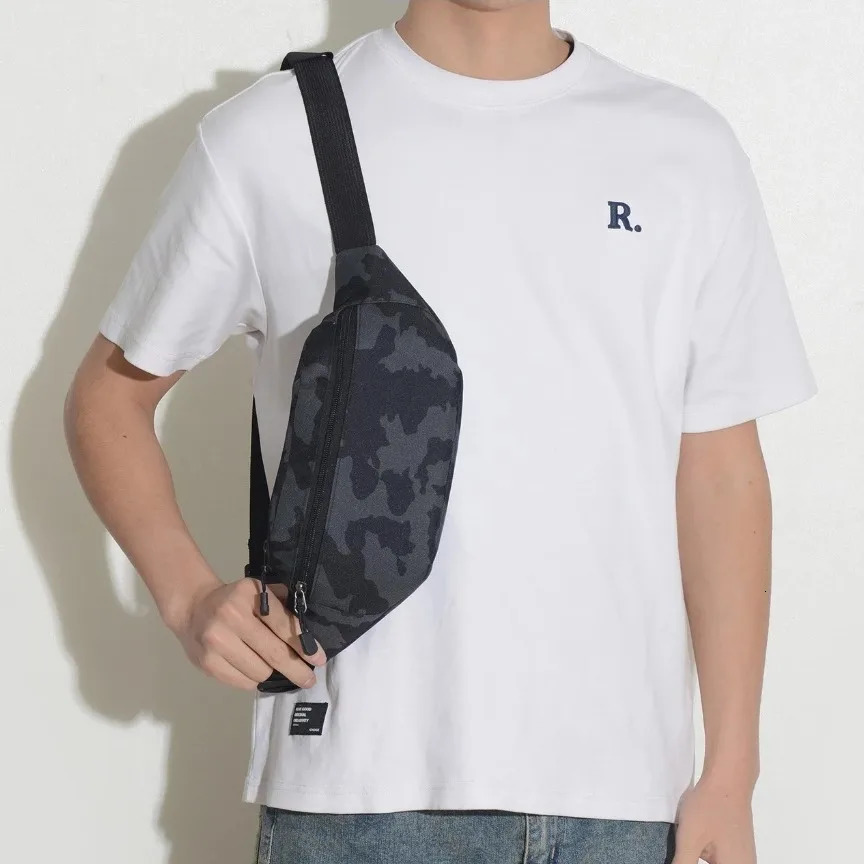 Mens Crossbody Waist Bag Multifunctional Waterproof Fitness Chest Pack with Three Pocket Nylon Fabric Chest Trendy Shoulder Bag 251030