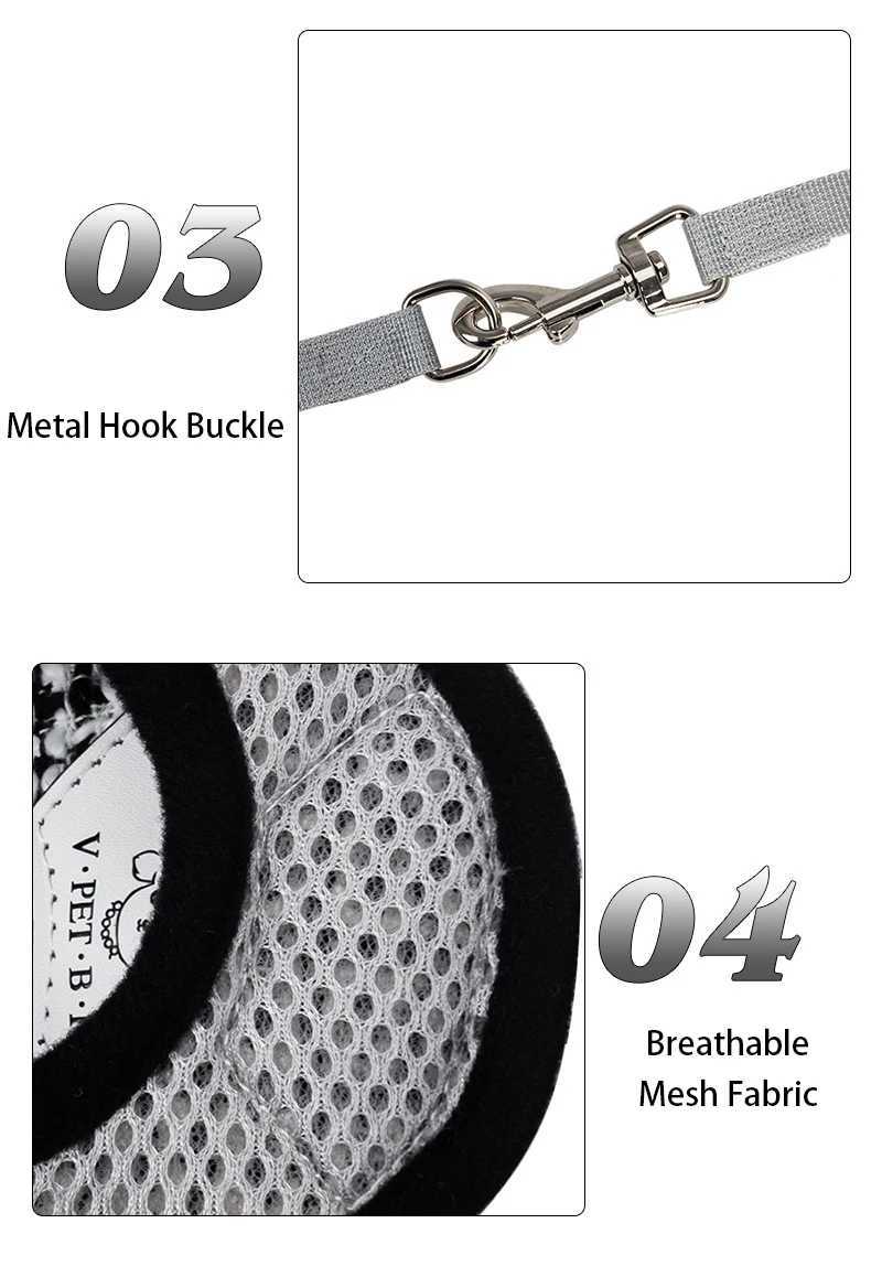 Dog Harness and Leash Breathable Soft Cat Harnesses Vest Lead For Small Medium Dogs Cats Dog Cat Accessories Pet Supplies J251129