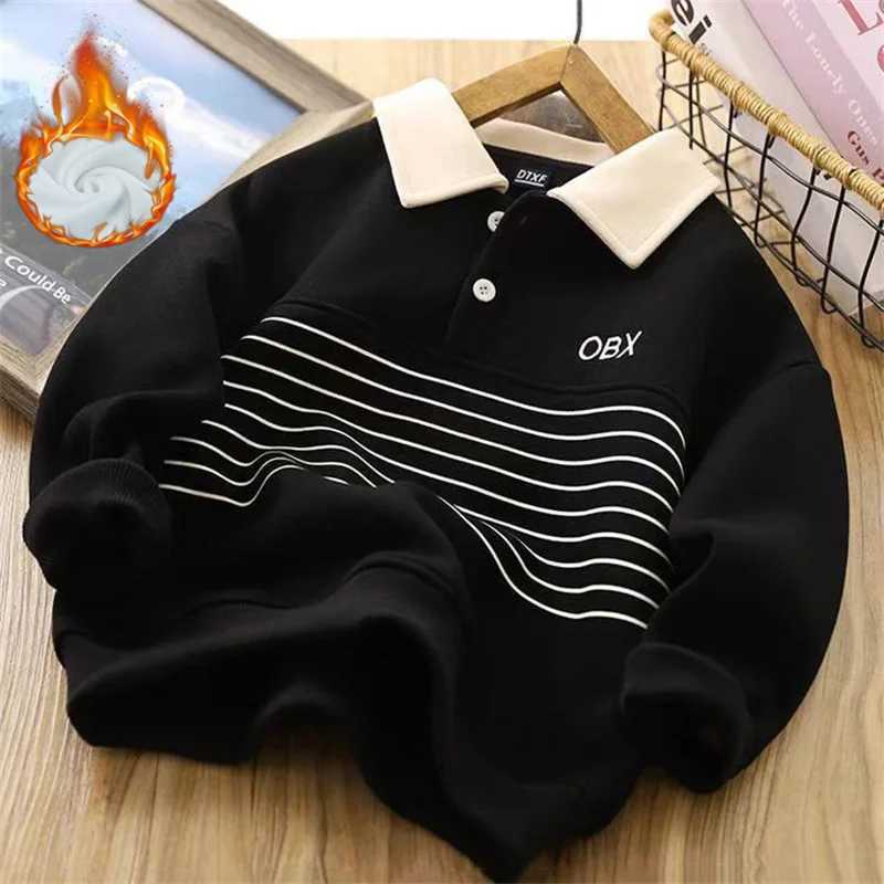 Winter Boys Warm Hoodies Children Autumn Plus Velvet Sweatshirts Children Fashion Padded Tracksuit 2024 New Kids Fleece ClothingT251030