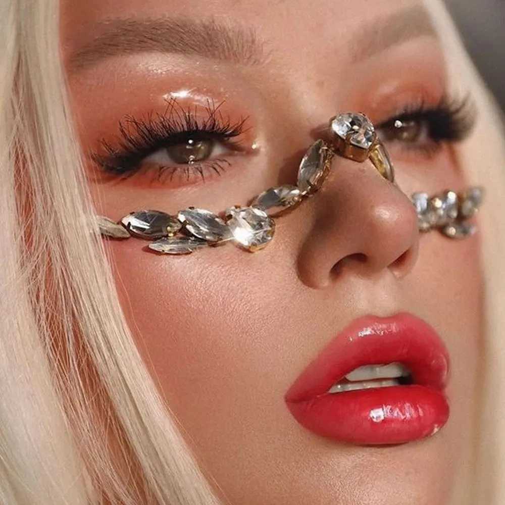 Stonefans Fashion Shiny Crystal Glasses Frame Jewelry for Women Vintage Rhinestone Water Drop Half Frame Glasses AccessoriesW251029