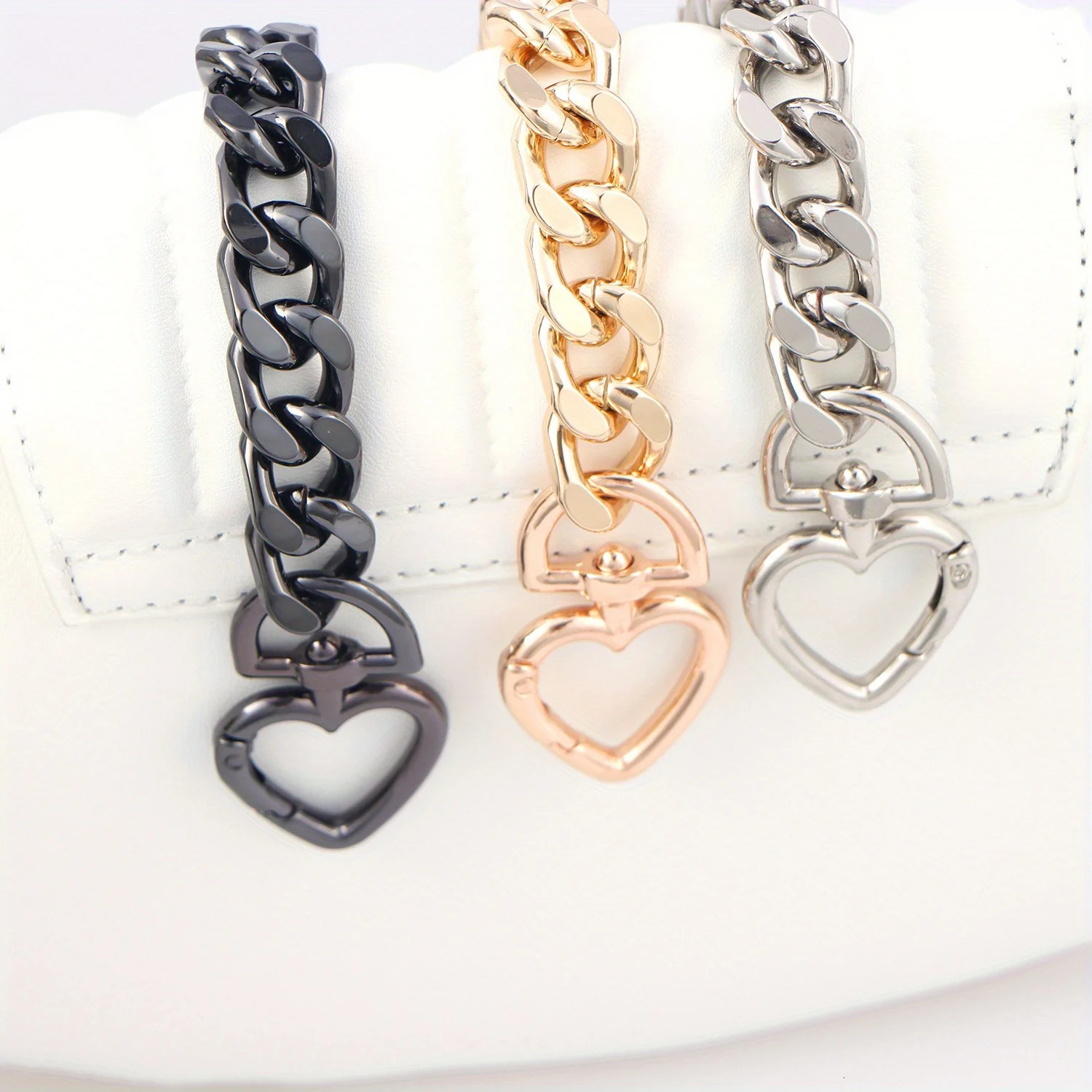 Heart Shape Metal Purse Chain Strap Extender for Accessory Charms Lengthen Crossbody Shoulder Handbags Strap 251030