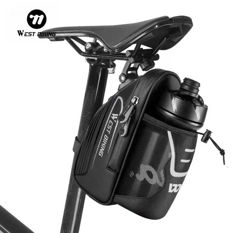 WEST BIKING Waterproof Bicycle Saddle Bag With Water Bottle Pocket MTB Road Bike Rear Seat Bags Reflective Cycling Tail Bag H251029