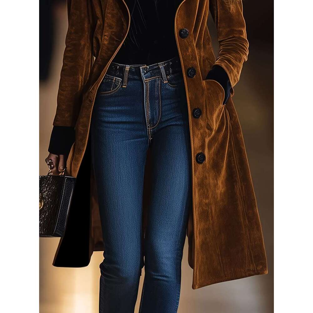 Elegant Coat Elegant Sophisticated Women S Long Coat Formal Everyday Chic Outerwear Hine Washable Tuxedo Like Jacket For Office Parties Casual Outfits