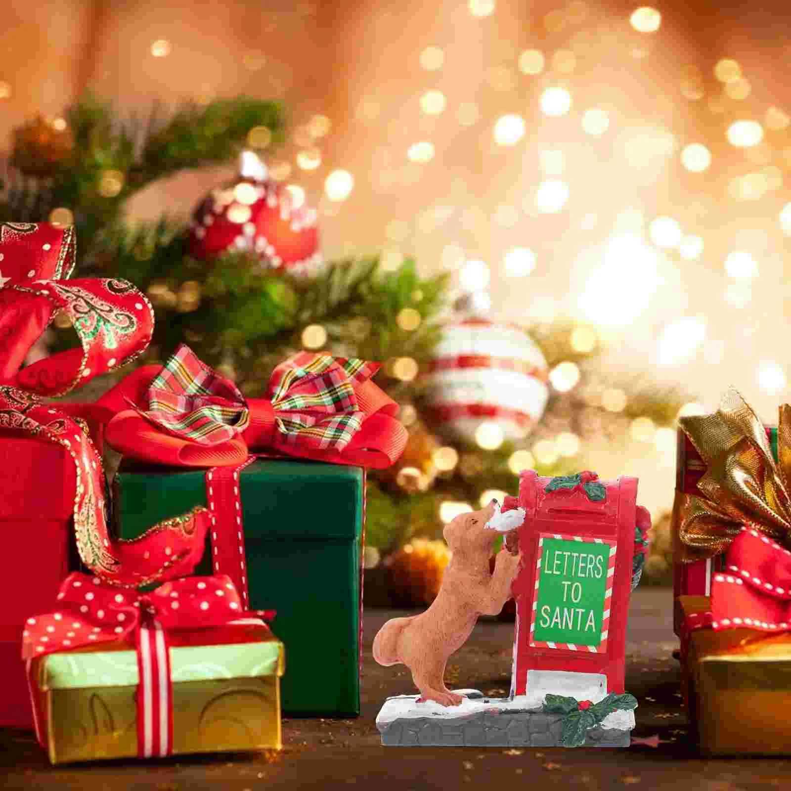 Ornament Handicraft Ornaments Tabletop Christmas Dessert Mailbox Figurine Red Crafts C251030