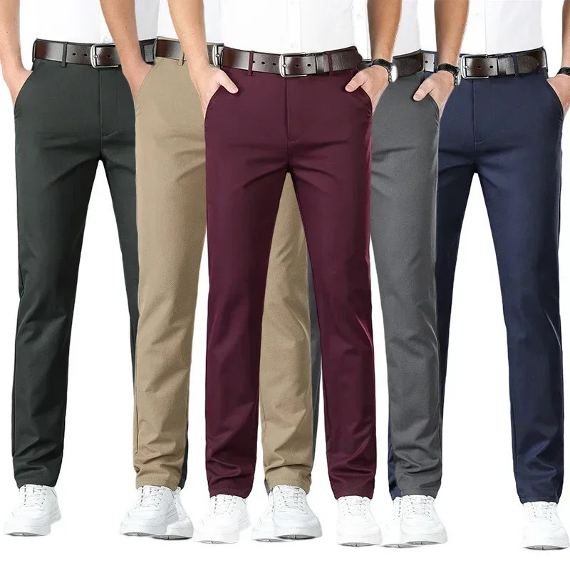 Mens Spring Summer Fashion Business Casual Long Pants Suit Pants Male Elastic Straight Formal Trousers Plus Big Size 3040 251028