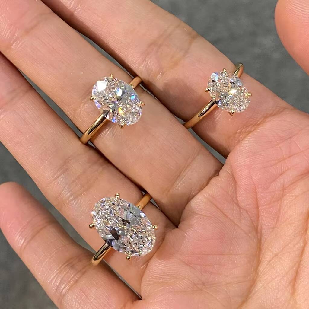 Wholesale 5ct Solitaire Oval Moissanite Ring Gra Certified Emerald Pear Radiant Diamond Engagement Moissanite Rings