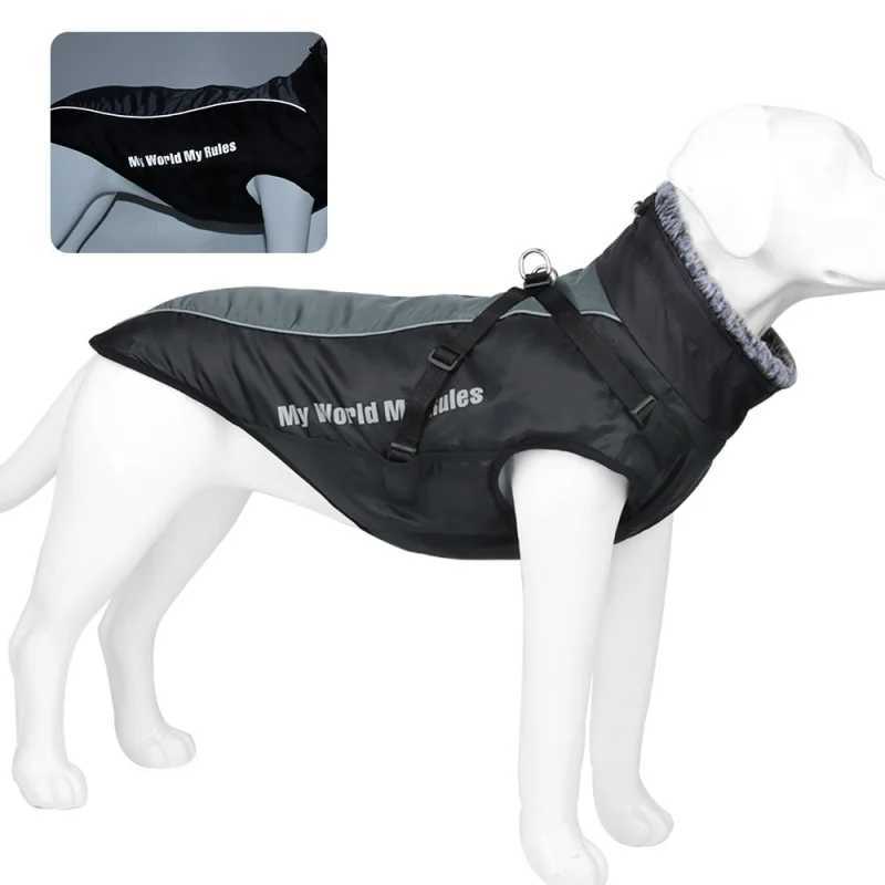 Large Dog Winter Coat Reflective Windproof Thermal Insulated et with Faux Fur Hood Warm Pet Apparel for Dogs C251030