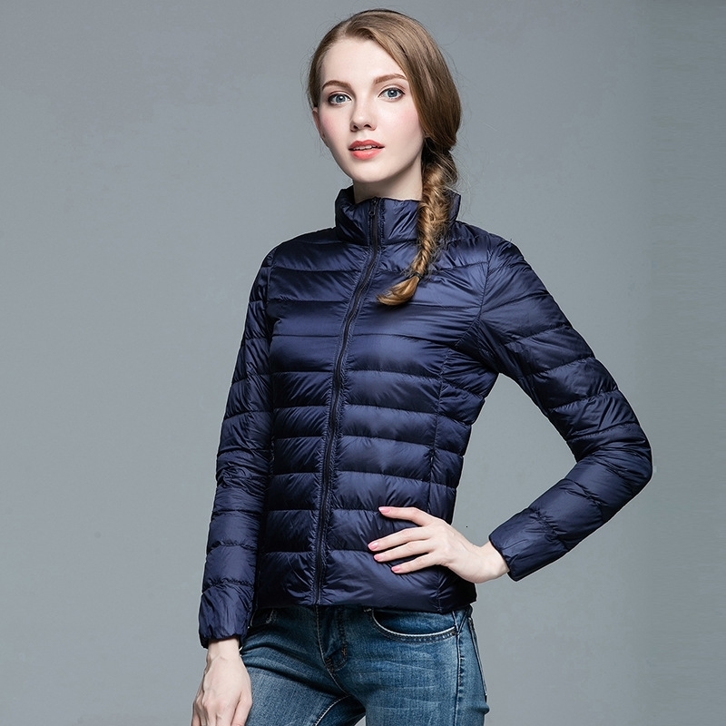 Women Short Puffer Jacket Fashion Stand Collar Lightweight WaterResistant Packable Female Down Parka Casual Coat 251029