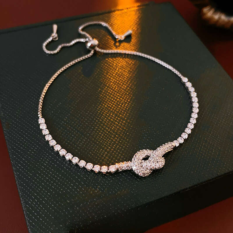 Bracelet Designer charm Zircon Chain Real Gold Plated Knot Niche Personality Minimalist Style Adjustable Bracelets Simple High end Feel Women's J