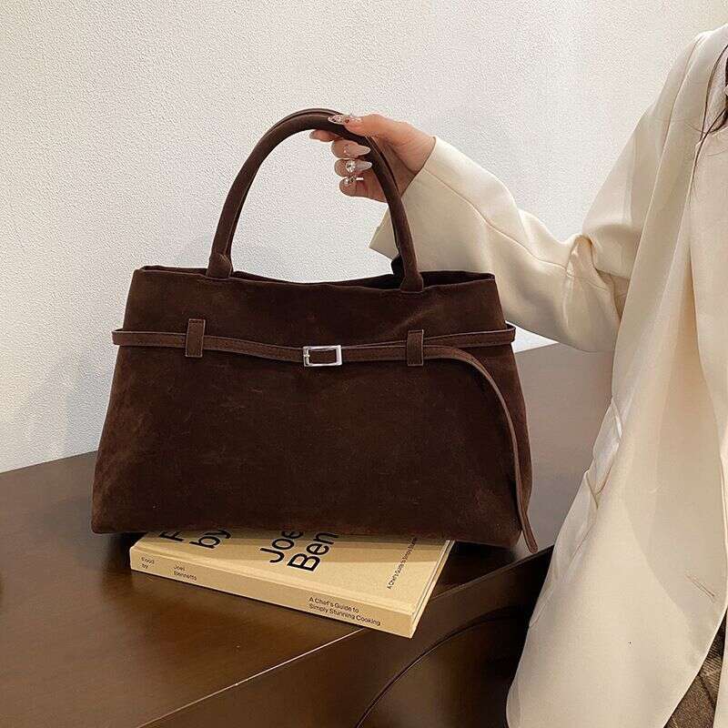Large Capacity Suede Frosted Handbag With Row Tote Design, Elegant And High-End Shoulder Bag