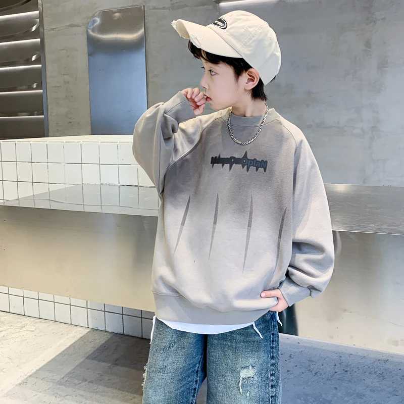 New Autumn Kids Boy Vintage Retro Sweatshirts Top for Teens Casual Loose Gradient Pullover Tops Cotton Long Sleeve Casual OutfitT251030