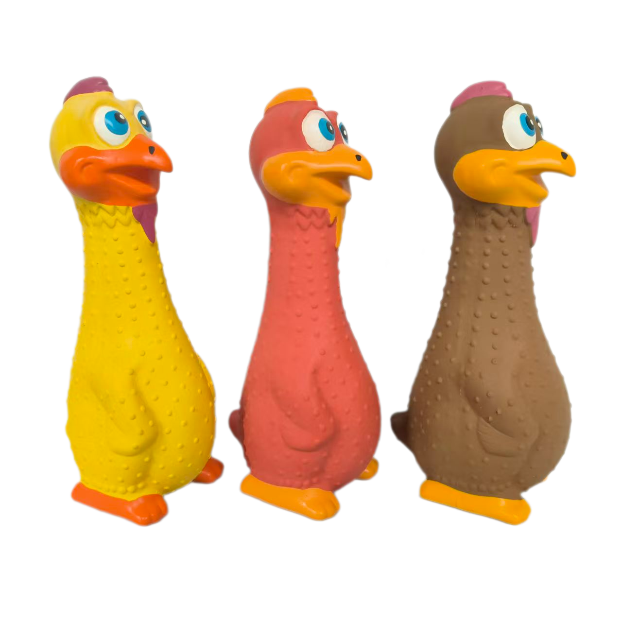 Latex Chewy Squeaky Dog Toy Interactive Soft Rubber Screaming Standing Chicken Shaped Dog Toy for Medium Dogs 3pcs/Pack