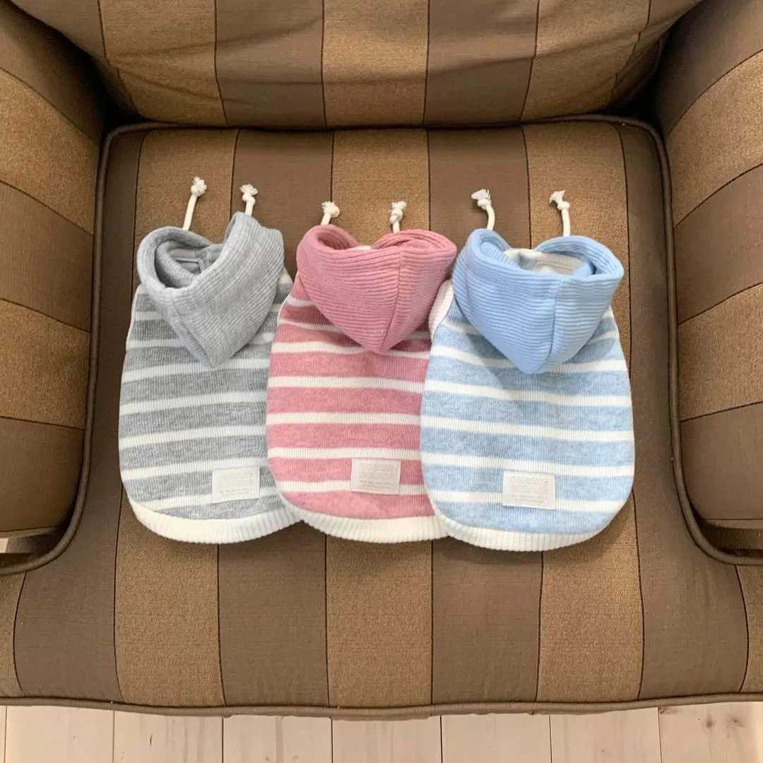 Pet Autumn Winter Striped Hooded Sweatshirt Sleeveless Base Coat for Cats Small Mediumsized Dogs Pet Coat Puppy Clothes C251030